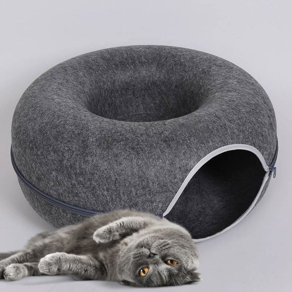 2-in-1 Donut Cat Tunnel Bed