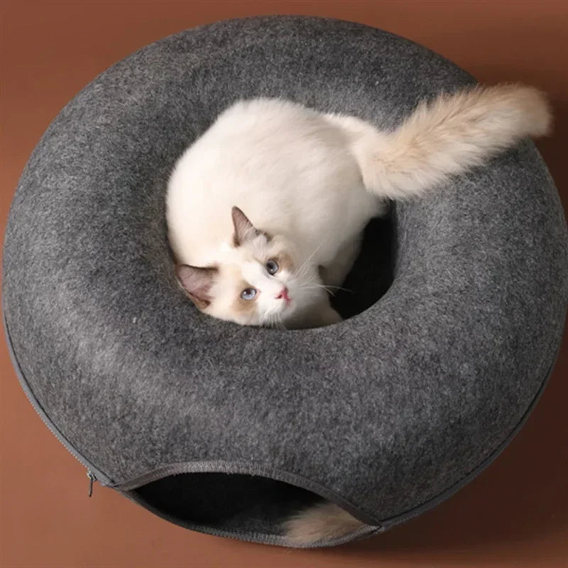 2-in-1 Donut Cat Tunnel Bed