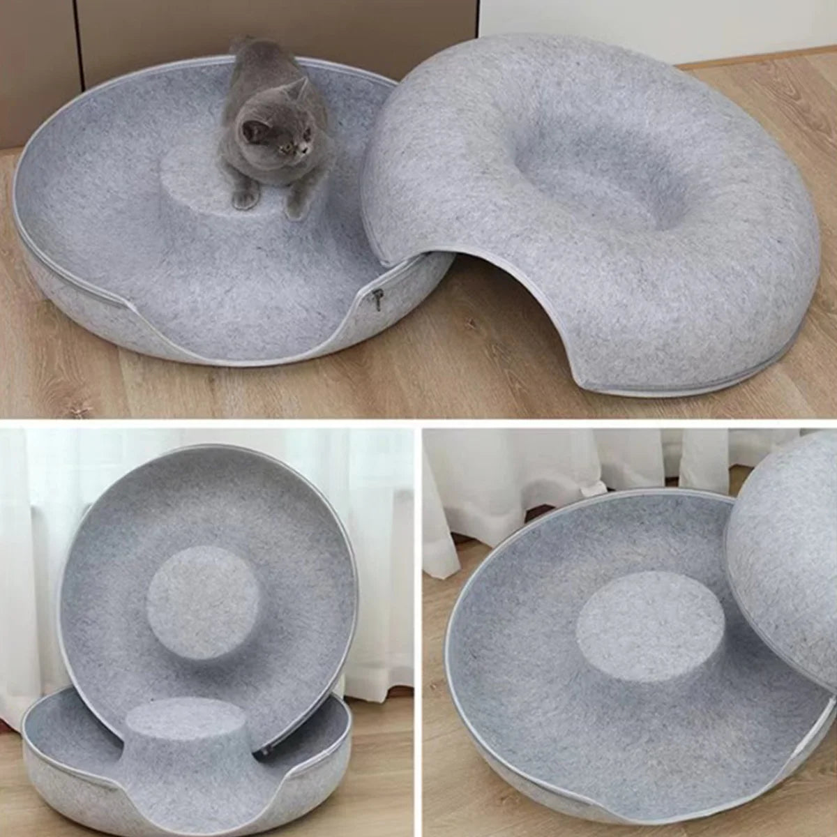 2-in-1 Donut Cat Tunnel Bed
