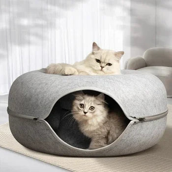 2-in-1 Donut Cat Tunnel Bed