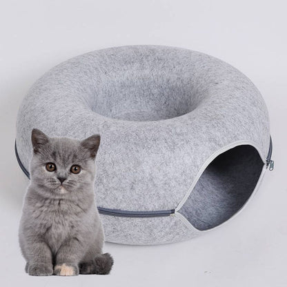 2-in-1 Donut Cat Tunnel Bed