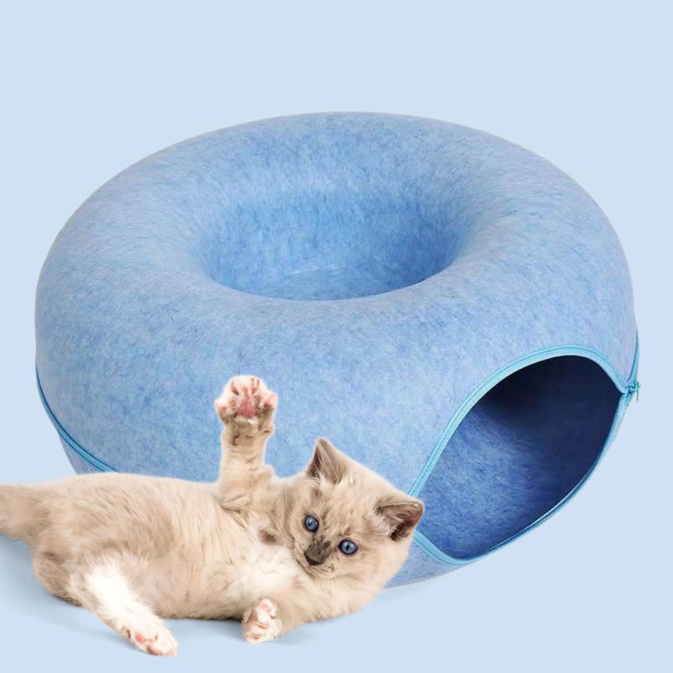 2-in-1 Donut Cat Tunnel Bed