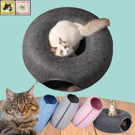 2-in-1 Donut Cat Tunnel Bed