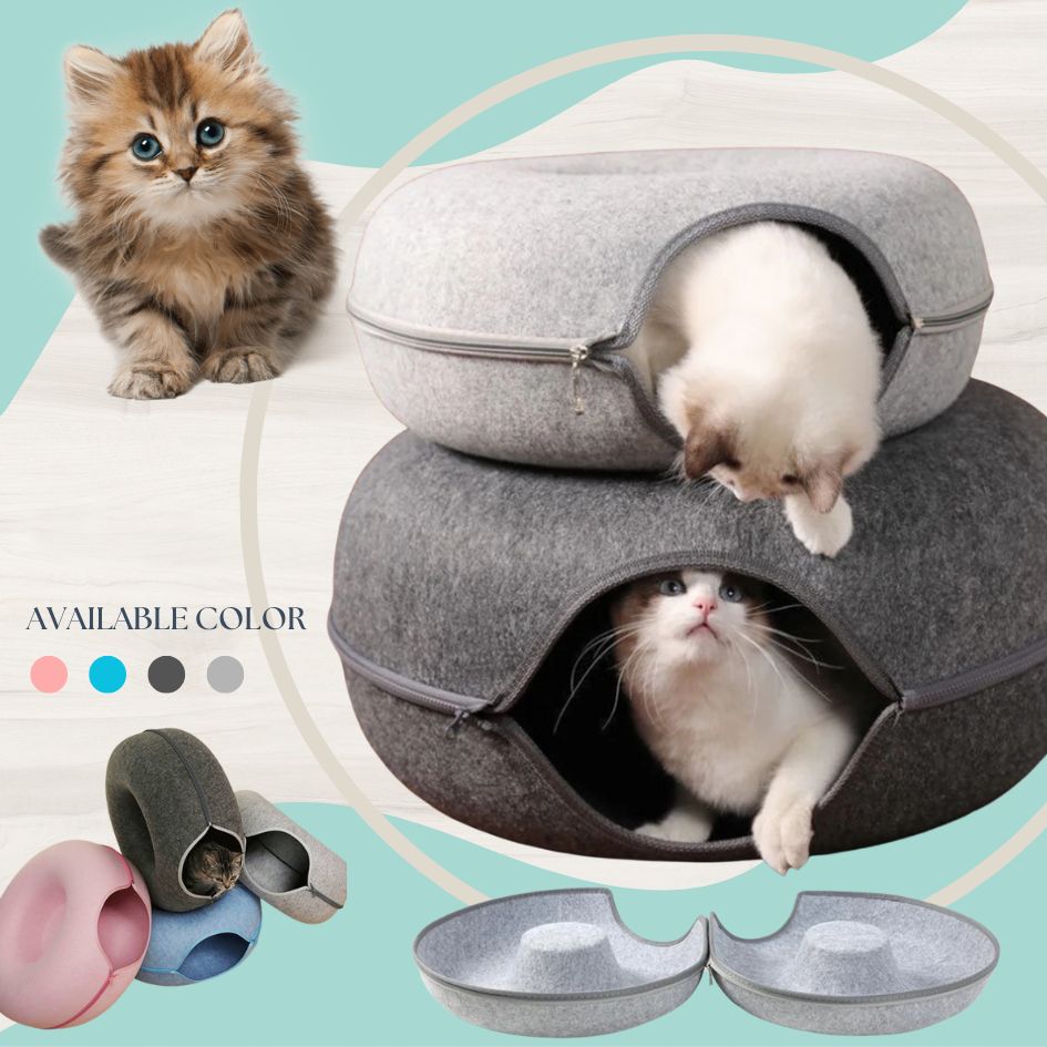 2-in-1 Donut Cat Tunnel Bed