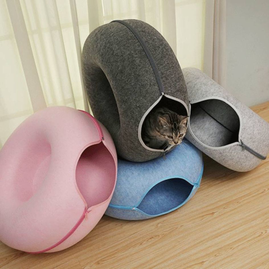 2-in-1 Donut Cat Tunnel Bed