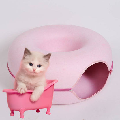 2-in-1 Donut Cat Tunnel Bed